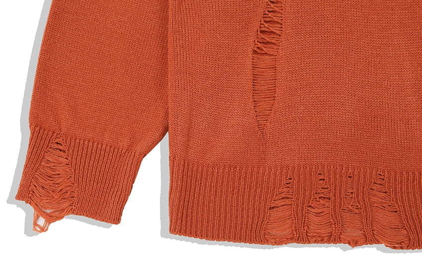 KND(ケイエンド) LOOSE FIT SOFT TOUCH DAMAGED KNIT ORANGE-K
