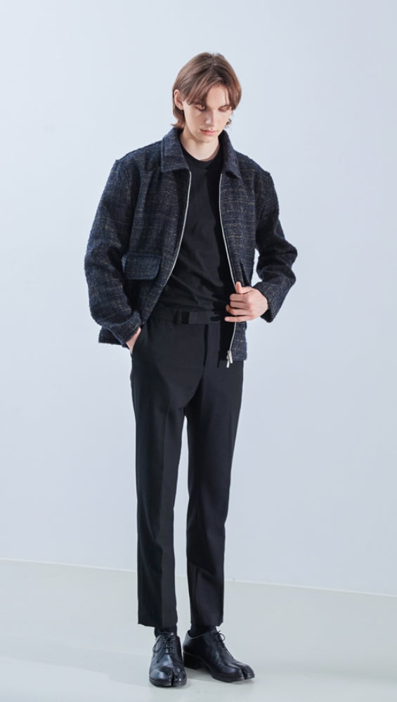 KND(ケイエンド) WOOL BLEND TWEED BLOUSON KHAKI-K