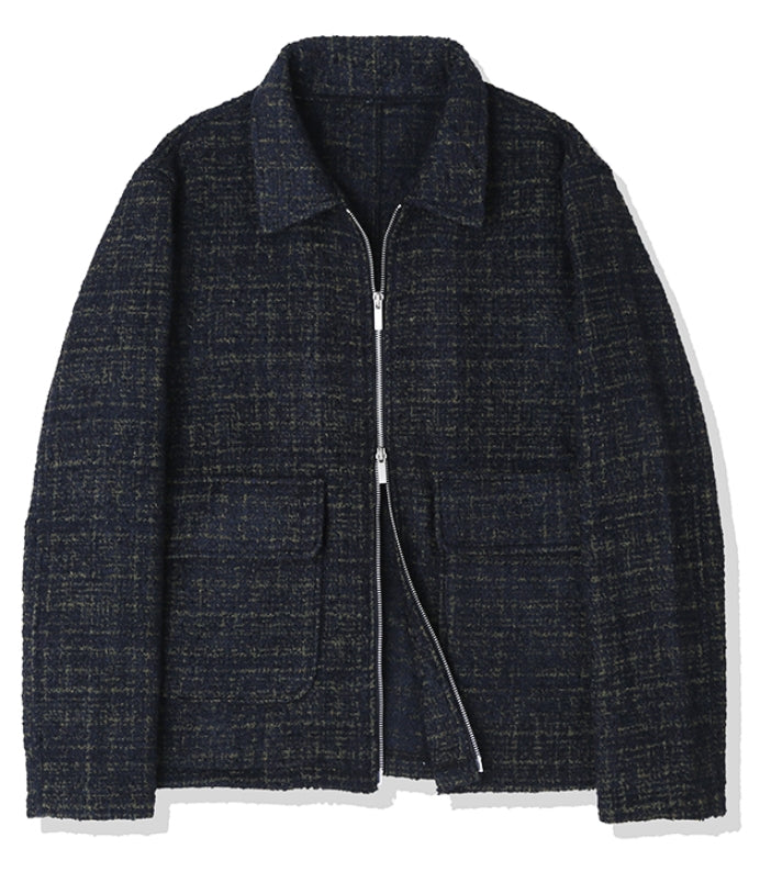 KND(ケイエンド) WOOL BLEND TWEED BLOUSON KHAKI-K
