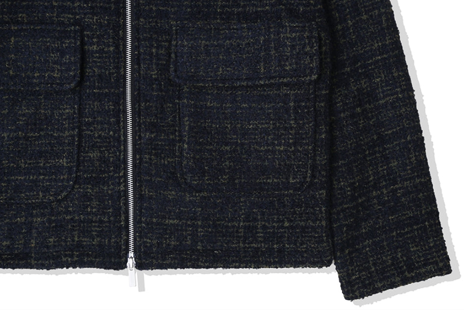 KND(ケイエンド) WOOL BLEND TWEED BLOUSON KHAKI-K