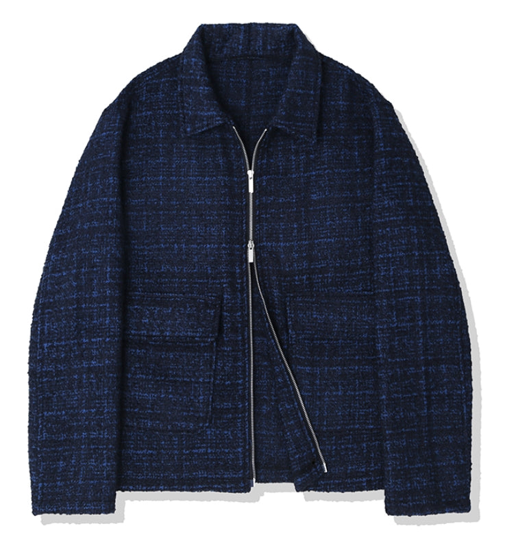 KND(ケイエンド) WOOL BLEND TWEED BLOUSON NAVY-K