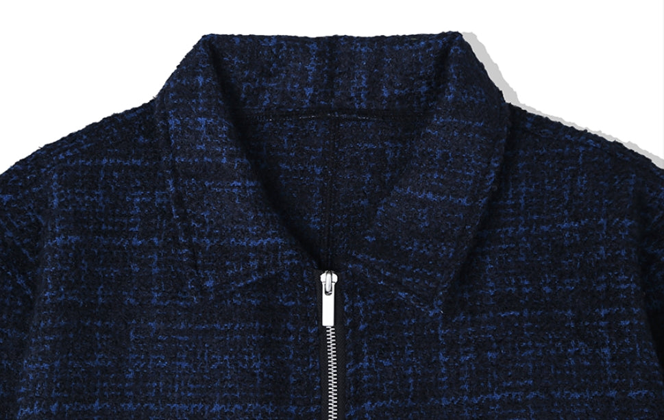KND(ケイエンド) WOOL BLEND TWEED BLOUSON NAVY-K