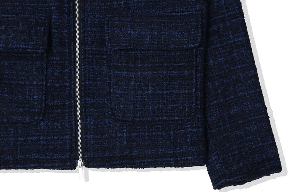 KND(ケイエンド) WOOL BLEND TWEED BLOUSON NAVY-K