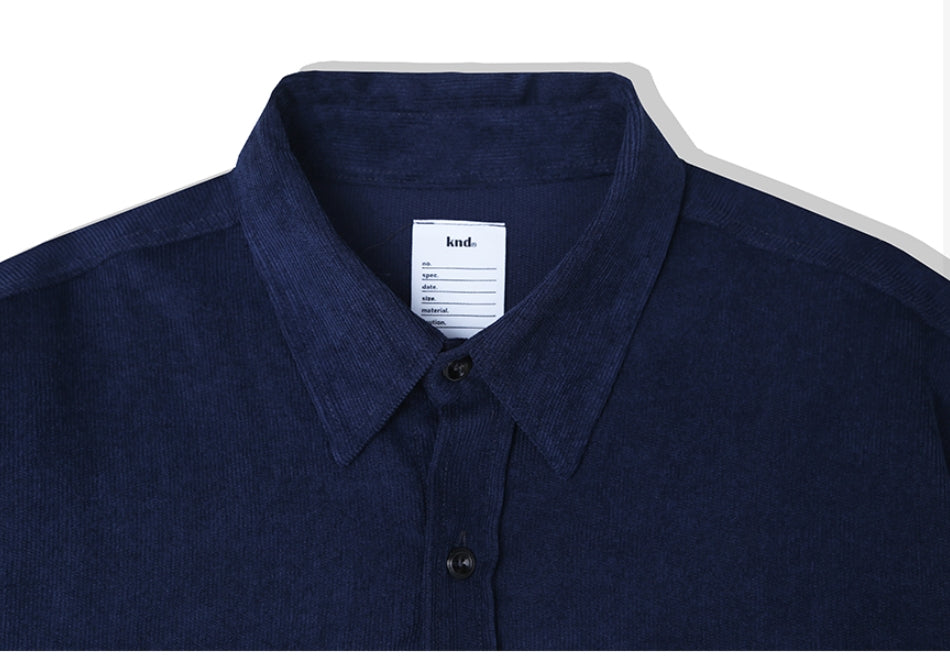 KND(ケイエンド) 2POCKET SOFT LUSTER CORDUROY SHIRT NAVY-K