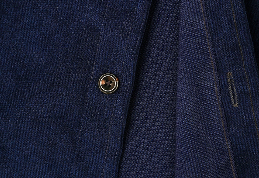 KND(ケイエンド) 2POCKET SOFT LUSTER CORDUROY SHIRT NAVY-K