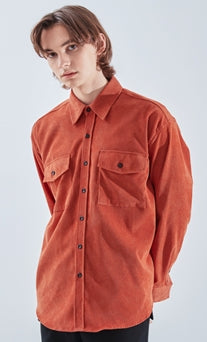 KND(ケイエンド) 2POCKET SOFT LUSTER CORDUROY SHIRT ORANGE-K