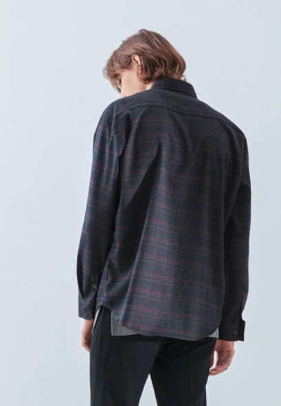 KND(ケイエンド) BLACK SOFT LUSTER CHECK SHIRT-K