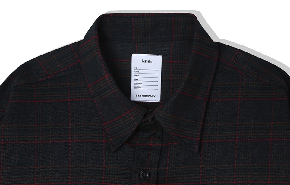 KND(ケイエンド) BLACK SOFT LUSTER CHECK SHIRT-K
