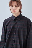 KND(ケイエンド) NAVY SOFT LUSTER TARTAN CHECK SHIRT-K