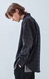 KND(ケイエンド) NAVY SOFT LUSTER TARTAN CHECK SHIRT-K