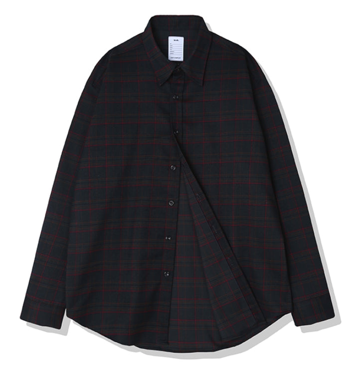 KND(ケイエンド) NAVY SOFT LUSTER TARTAN CHECK SHIRT-K