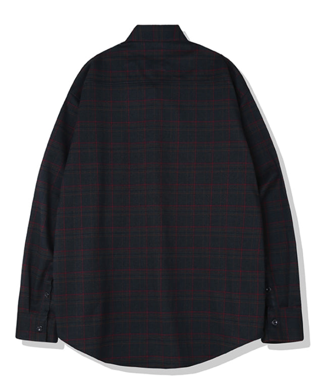 KND(ケイエンド) NAVY SOFT LUSTER TARTAN CHECK SHIRT-K