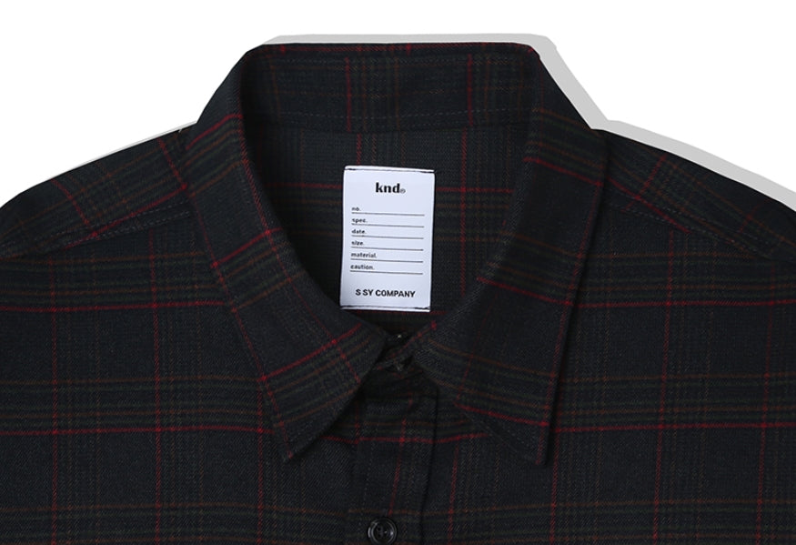 KND(ケイエンド) NAVY SOFT LUSTER TARTAN CHECK SHIRT-K