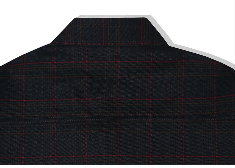 KND(ケイエンド) NAVY SOFT LUSTER TARTAN CHECK SHIRT-K