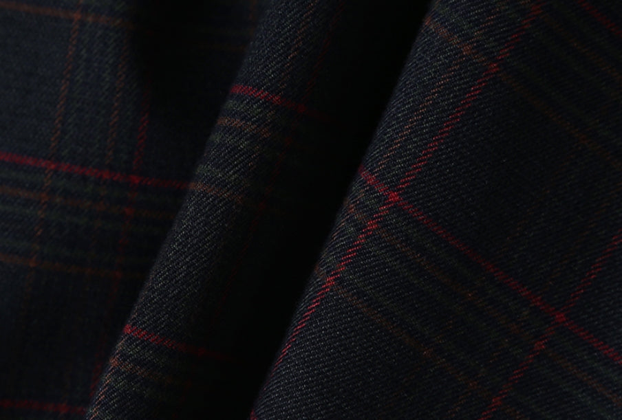 KND(ケイエンド) NAVY SOFT LUSTER TARTAN CHECK SHIRT-K