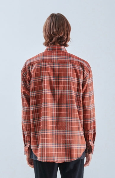 KND(ケイエンド) ORANGE SOFT LUSTER CHECK SHIRT-K