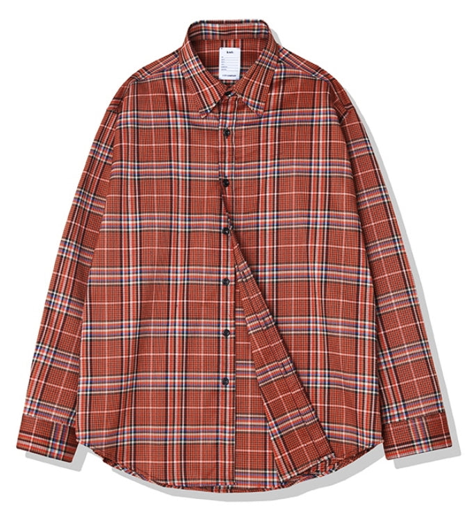 KND(ケイエンド) ORANGE SOFT LUSTER CHECK SHIRT-K