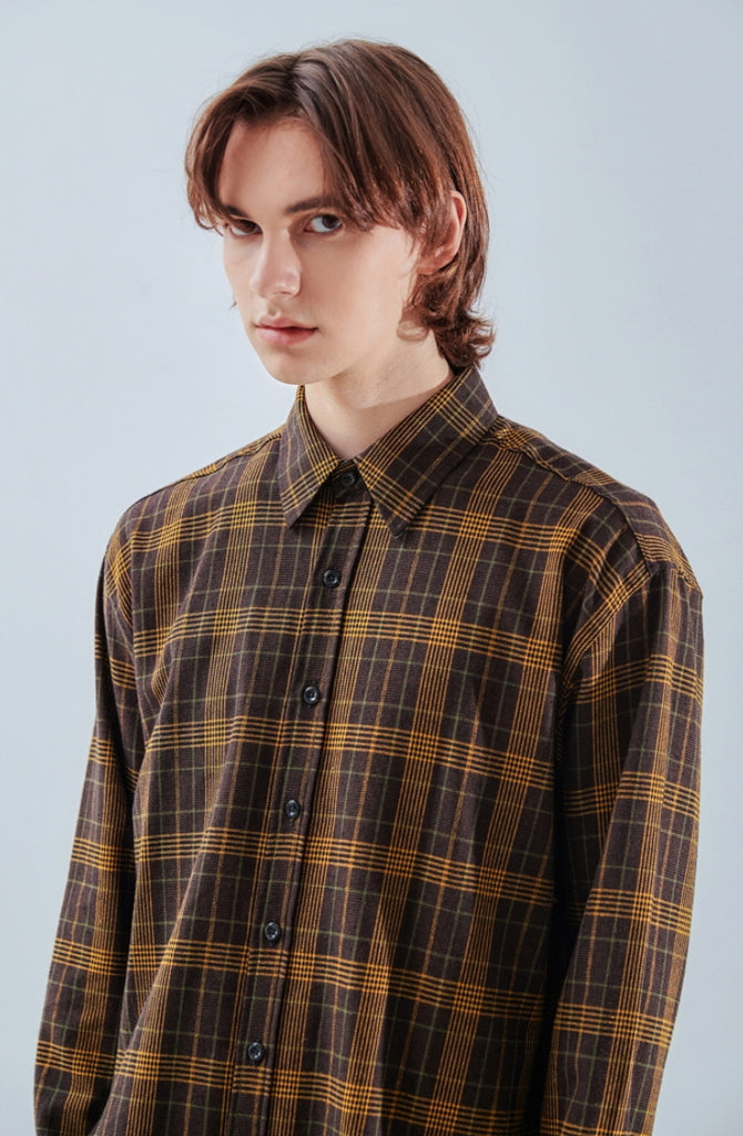 KND(ケイエンド) BROWN TARTAN CHECK SHIRT-K