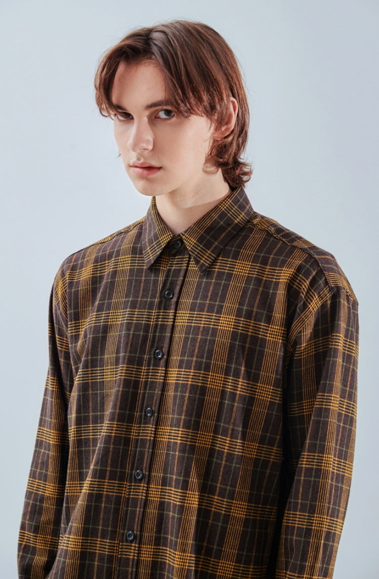 KND(ケイエンド) BROWN TARTAN CHECK SHIRT-K