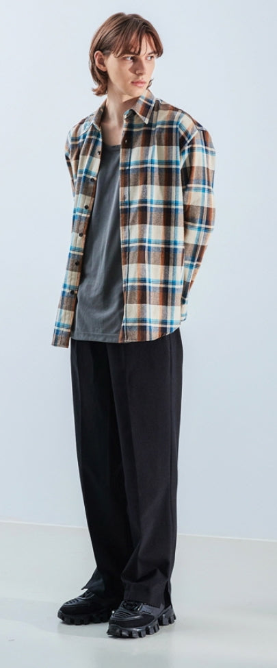 KND(ケイエンド) IVORY MULTI TARTAN CHECK SHIRT-K