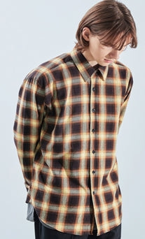 KND(ケイエンド) YELLOW OMBRE CHECK SHIRT-K