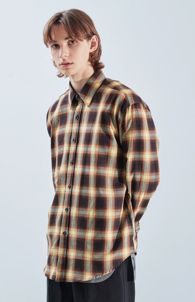 KND(ケイエンド) YELLOW OMBRE CHECK SHIRT-K