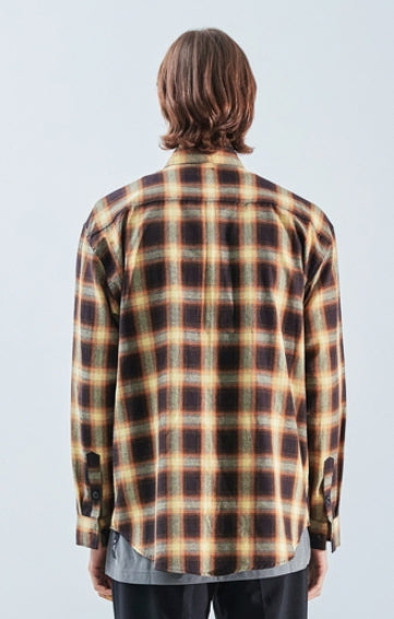 KND(ケイエンド) YELLOW OMBRE CHECK SHIRT-K
