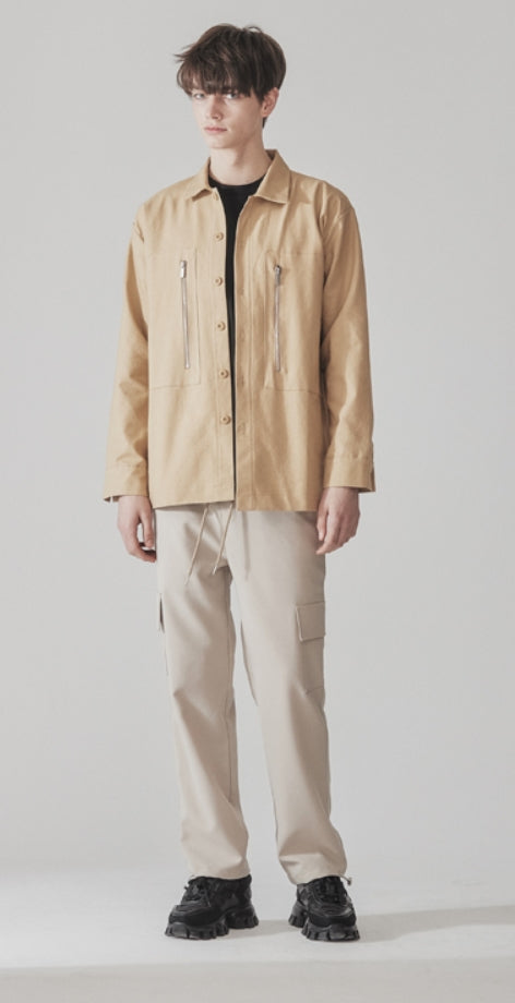 KND(ケイエンド) ZIPPER WORK SHIRTS JACKET LOOSE FIT BG