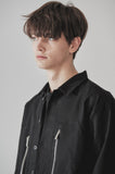 KND(ケイエンド) ZIPPER WORK SHIRTS JACKET LOOSE FIT BK