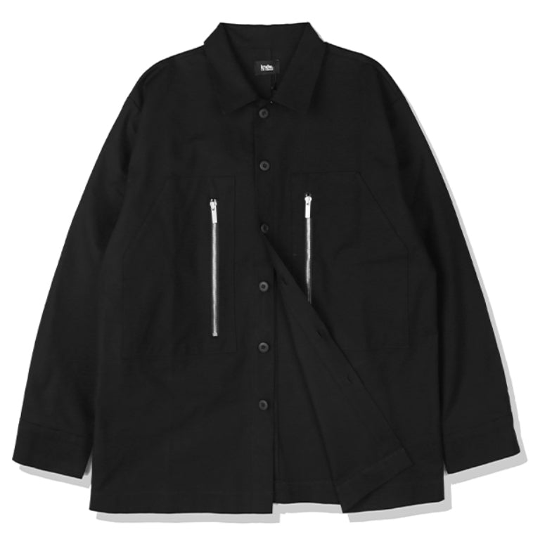 KND(ケイエンド) ZIPPER WORK SHIRTS JACKET LOOSE FIT BK
