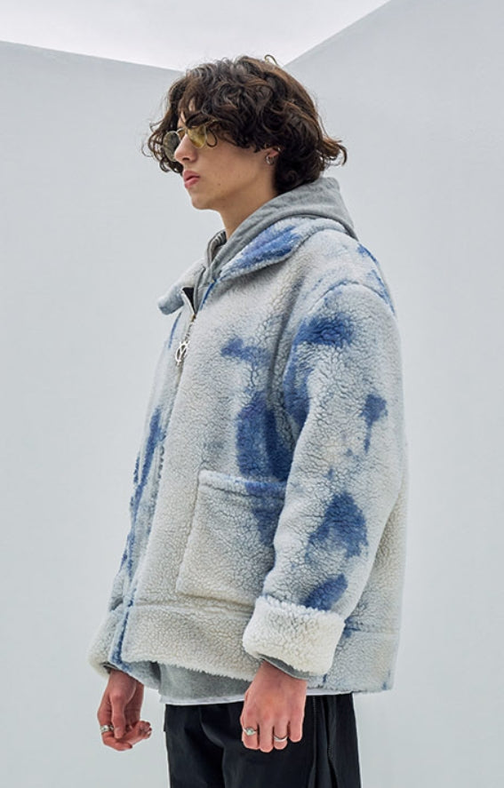 オーワイ(OY) 		TIE-DYE BACK FLOW LOGO FLEECE JACKET- IVORY
