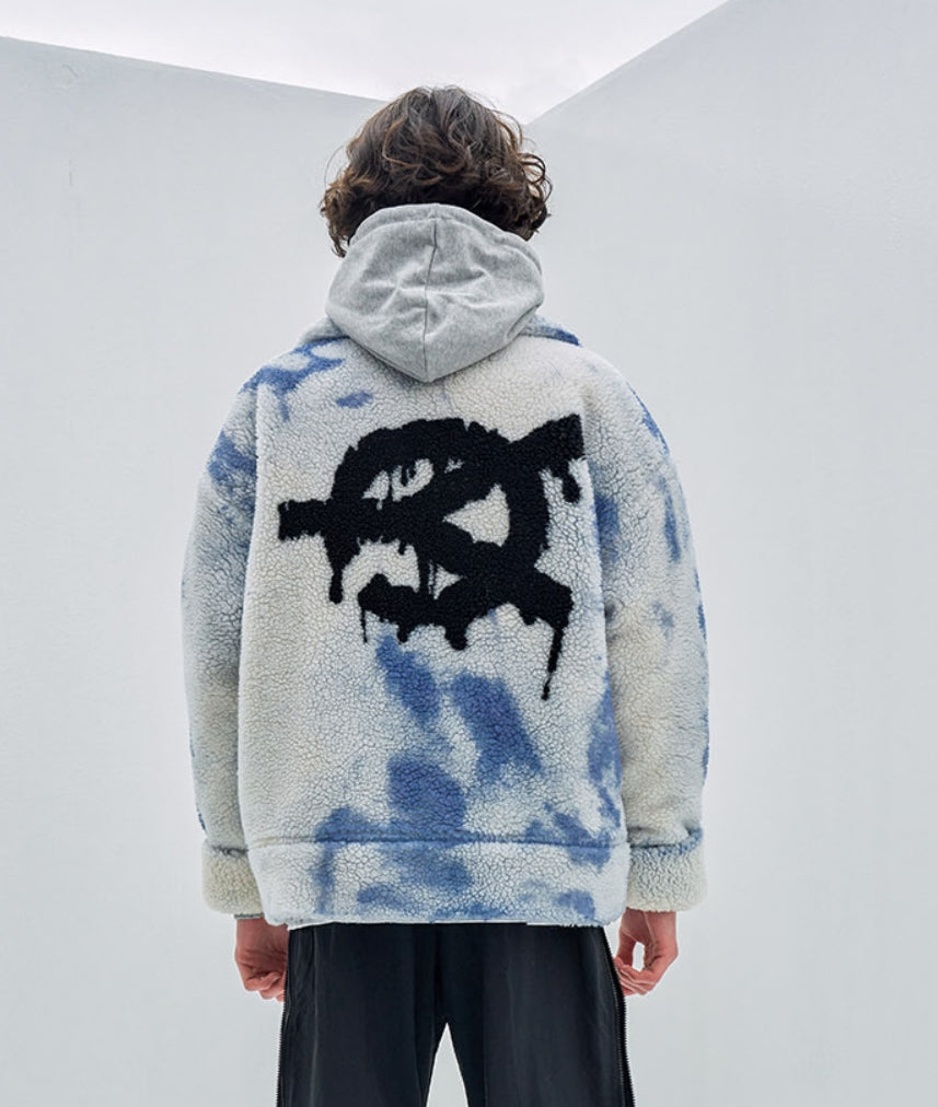 オーワイ(OY) 		TIE-DYE BACK FLOW LOGO FLEECE JACKET- IVORY