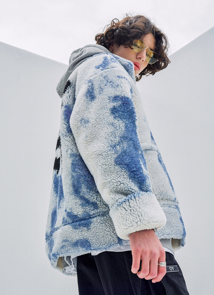オーワイ(OY) 		TIE-DYE BACK FLOW LOGO FLEECE JACKET- IVORY