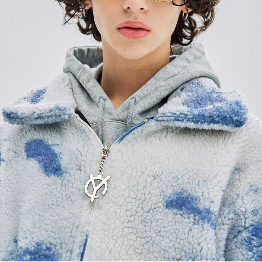 オーワイ(OY) 		TIE-DYE BACK FLOW LOGO FLEECE JACKET- IVORY