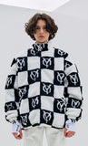 オーワイ(OY) 	CHECK LOGO FLEECE JACKET- BLACK