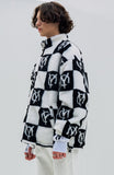 オーワイ(OY) 	CHECK LOGO FLEECE JACKET- BLACK