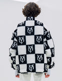 オーワイ(OY) 	CHECK LOGO FLEECE JACKET- BLACK