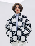 オーワイ(OY) 	CHECK LOGO FLEECE JACKET- BLACK