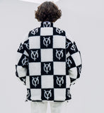 オーワイ(OY) 	CHECK LOGO FLEECE JACKET- BLACK