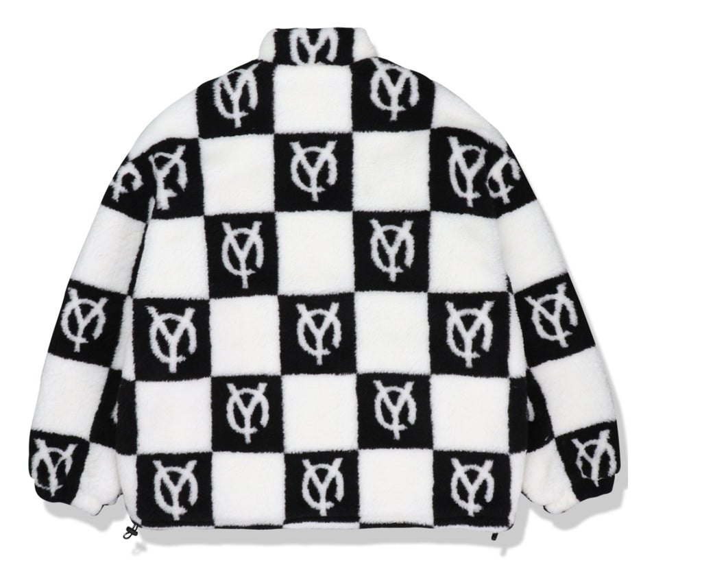 オーワイ(OY) 	CHECK LOGO FLEECE JACKET- BLACK