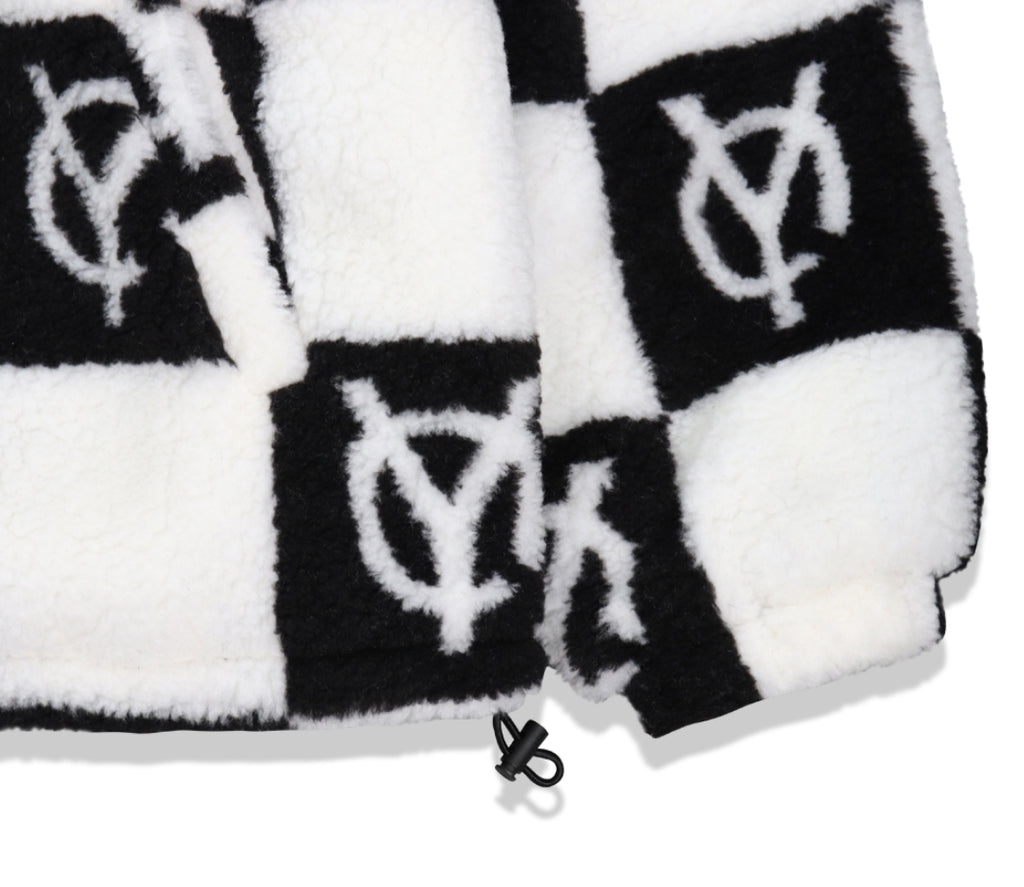 オーワイ(OY) 	CHECK LOGO FLEECE JACKET- BLACK
