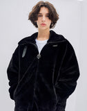 オーワイ(OY) 		BOTH ZIPPER LOGO FUR JACKET-BLACK
