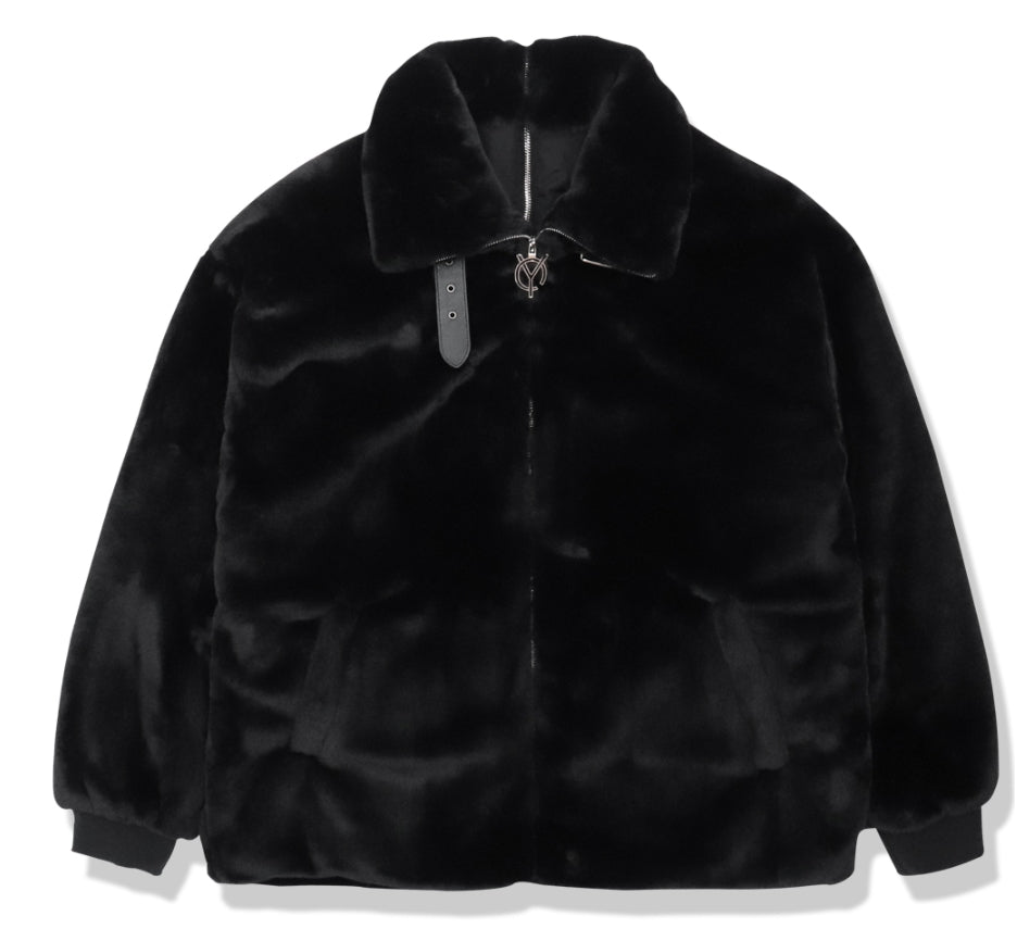 オーワイ(OY) 		BOTH ZIPPER LOGO FUR JACKET-BLACK