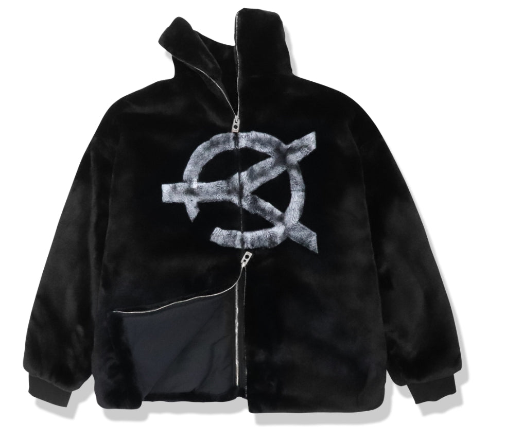 オーワイ(OY) 		BOTH ZIPPER LOGO FUR JACKET-BLACK