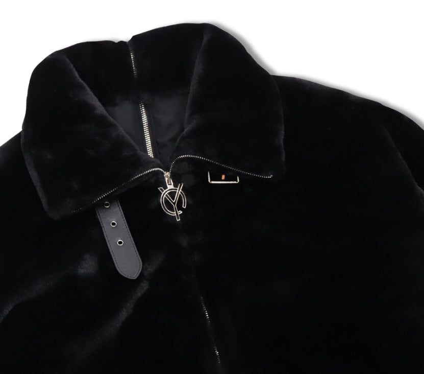 オーワイ(OY) 		BOTH ZIPPER LOGO FUR JACKET-BLACK