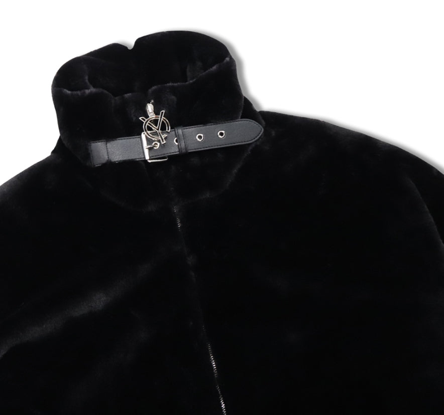 オーワイ(OY) 		BOTH ZIPPER LOGO FUR JACKET-BLACK
