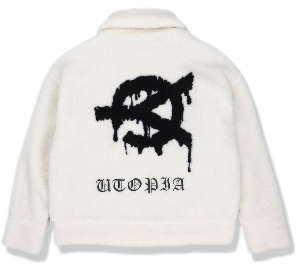 オーワイ(OY) BACK FLOW LOGO FLEECE JACKET- IVORY