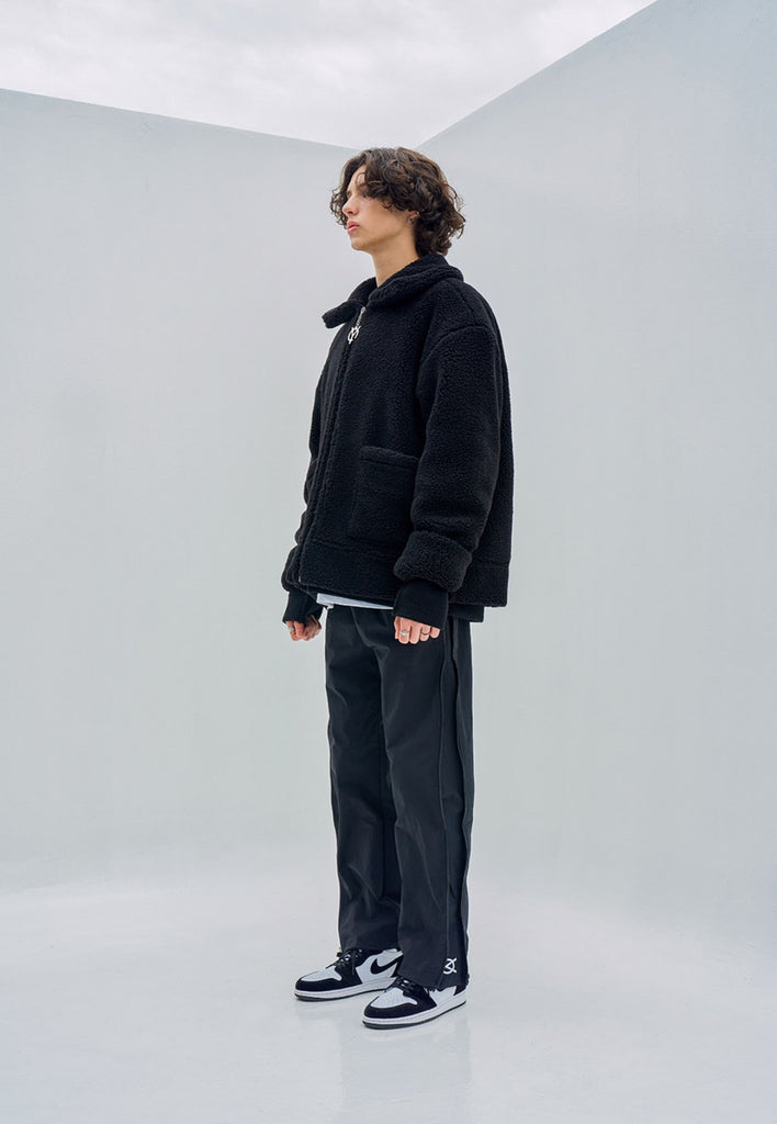 オーワイ(OY) BACK FLOW LOGO FLEECE JACKET- BLACK