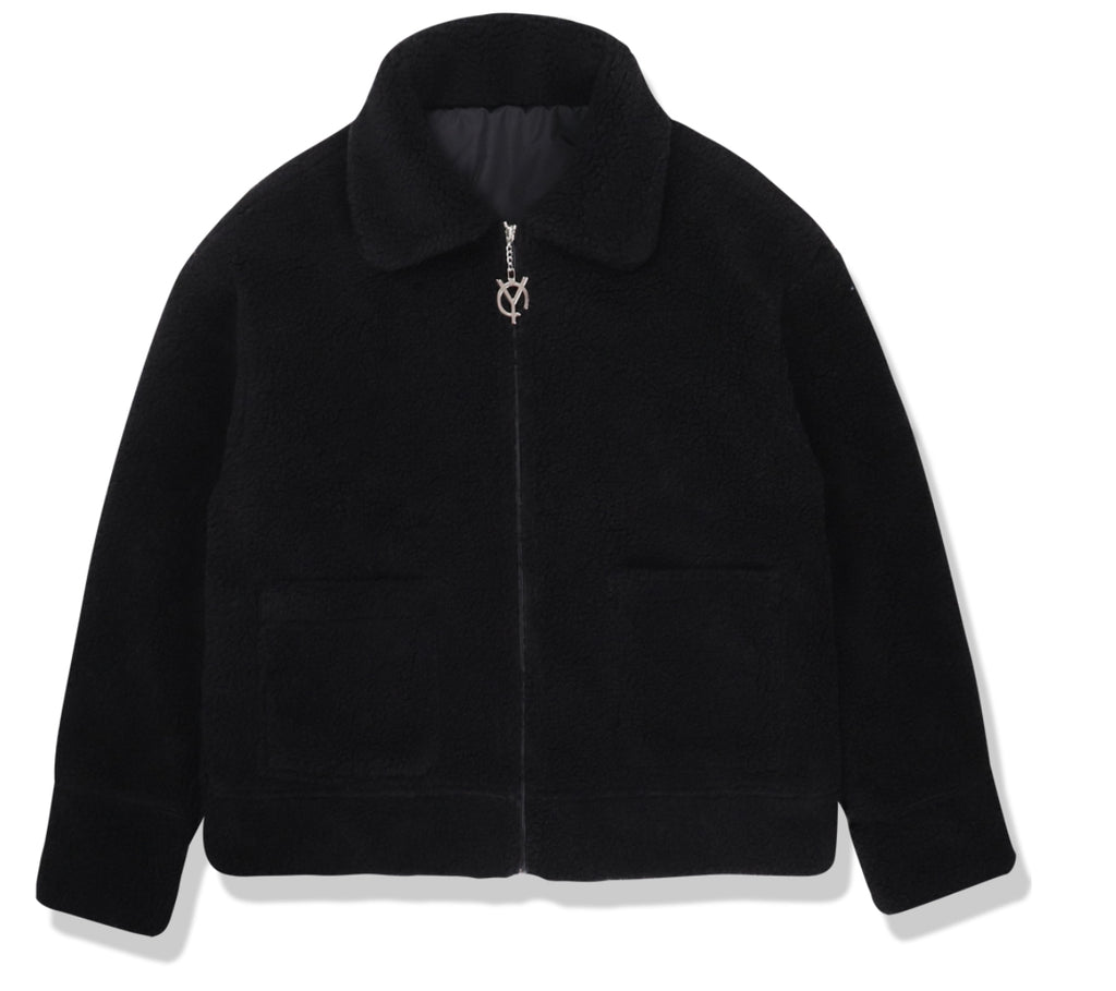 オーワイ(OY) BACK FLOW LOGO FLEECE JACKET- BLACK