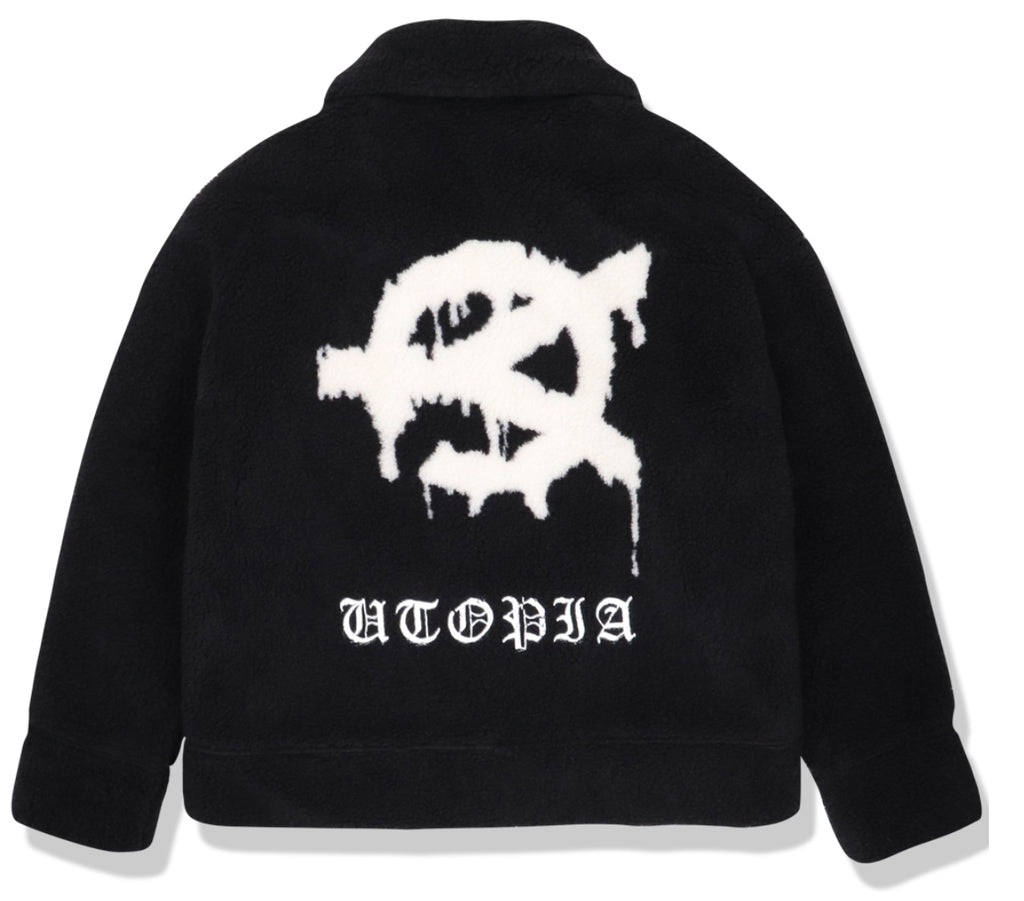 オーワイ(OY) BACK FLOW LOGO FLEECE JACKET- BLACK